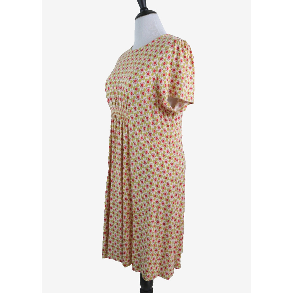 Boden US 20/22 Crew Neck Jersey Dress Yellow Red Floral
